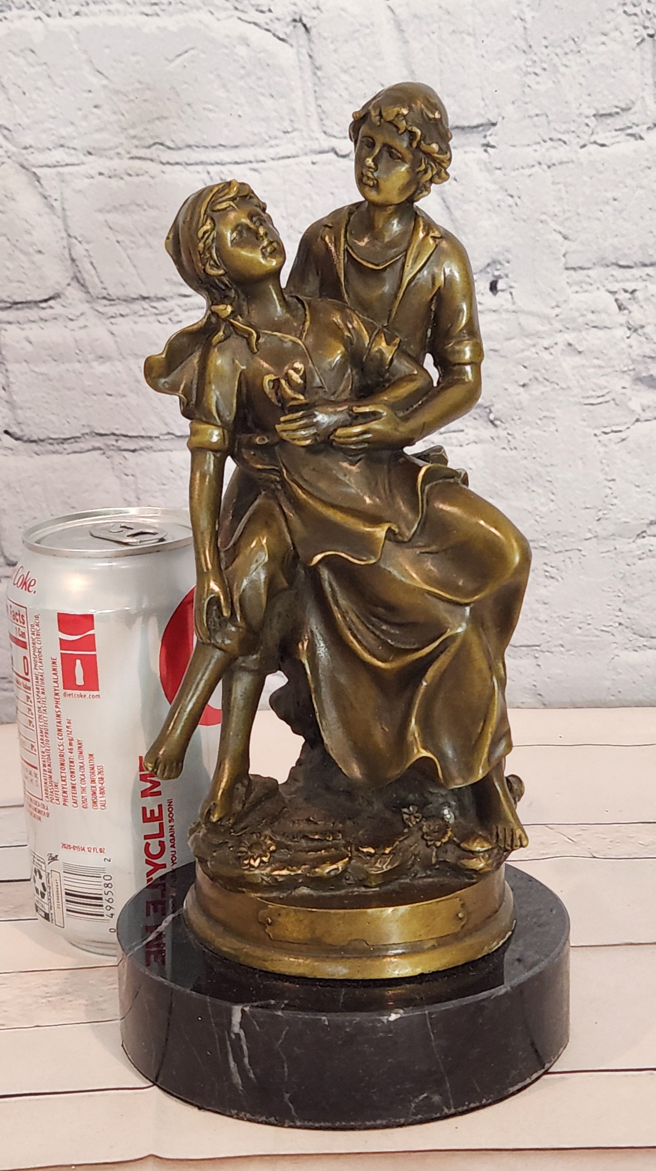 Hand Made original Cesaro Victorian Couple Genuine Bronze Sculpture Figurine