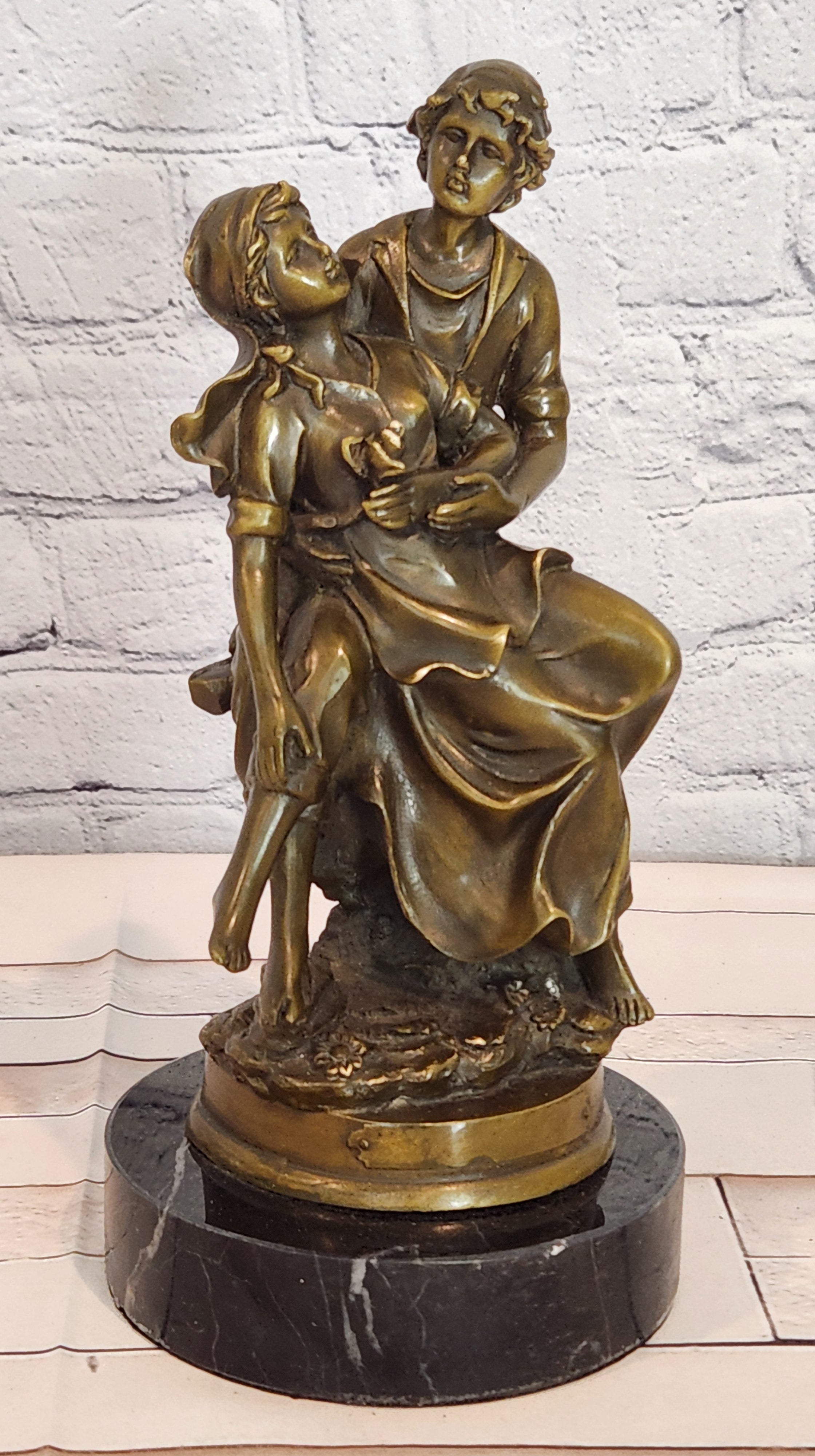 Hand Made original Cesaro Victorian Couple Genuine Bronze Sculpture Figurine