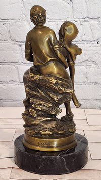 Hand Made original Cesaro Victorian Couple Genuine Bronze Sculpture Figurine