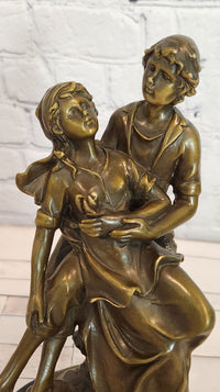 Hand Made original Cesaro Victorian Couple Genuine Bronze Sculpture Figurine