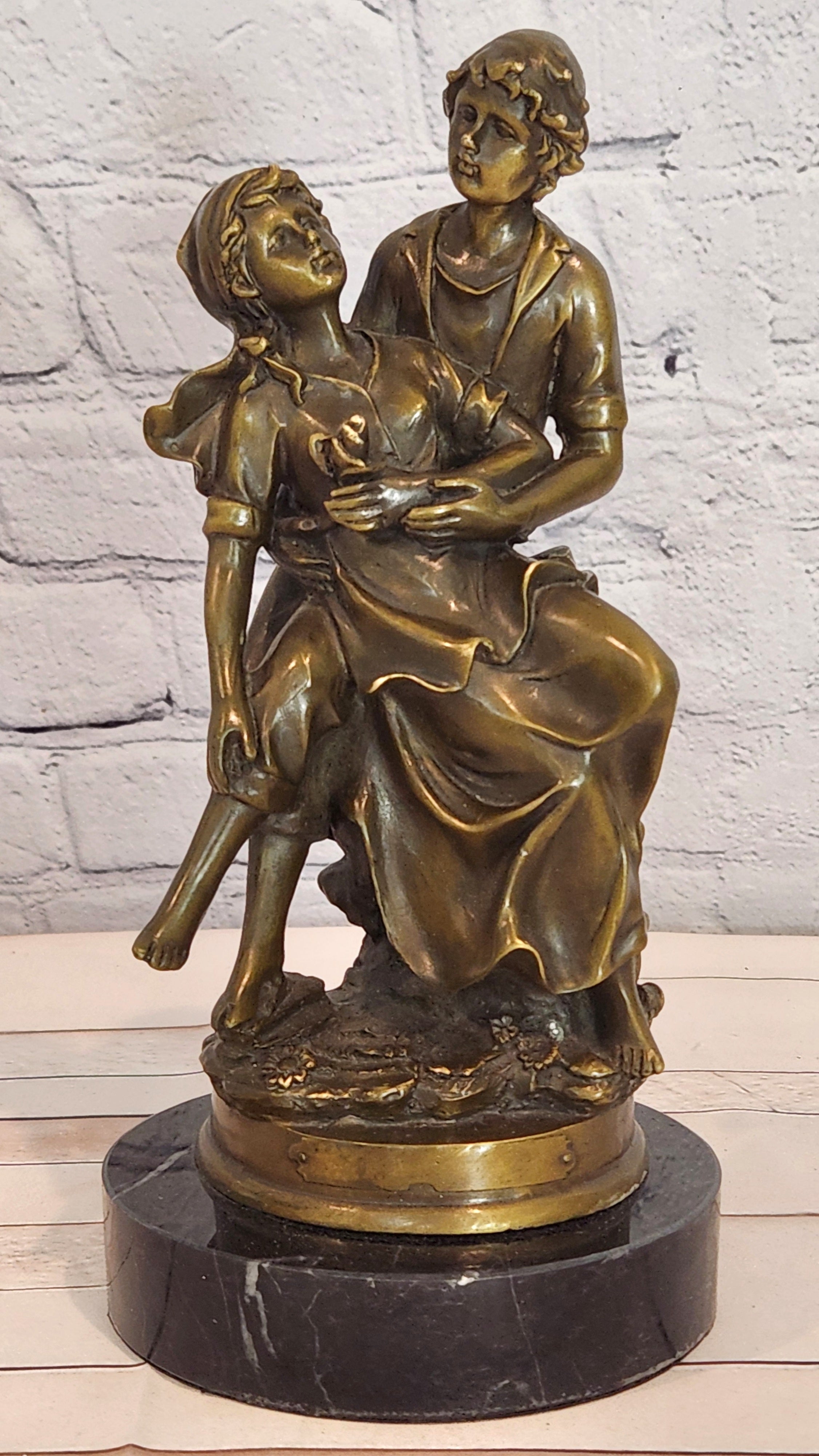 Hand Made original Cesaro Victorian Couple Genuine Bronze Sculpture Figurine