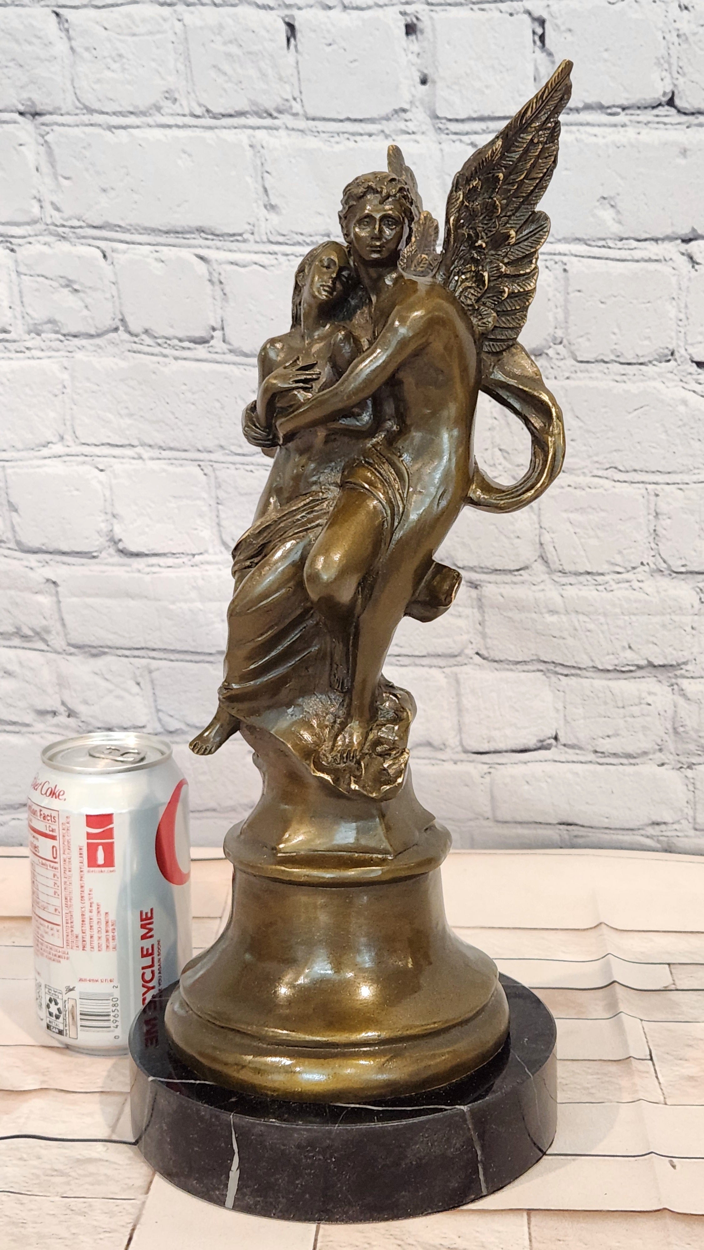 Eros & Psyche Romantic Lovers Angel Bronze Statue Sculpture Figure Decor