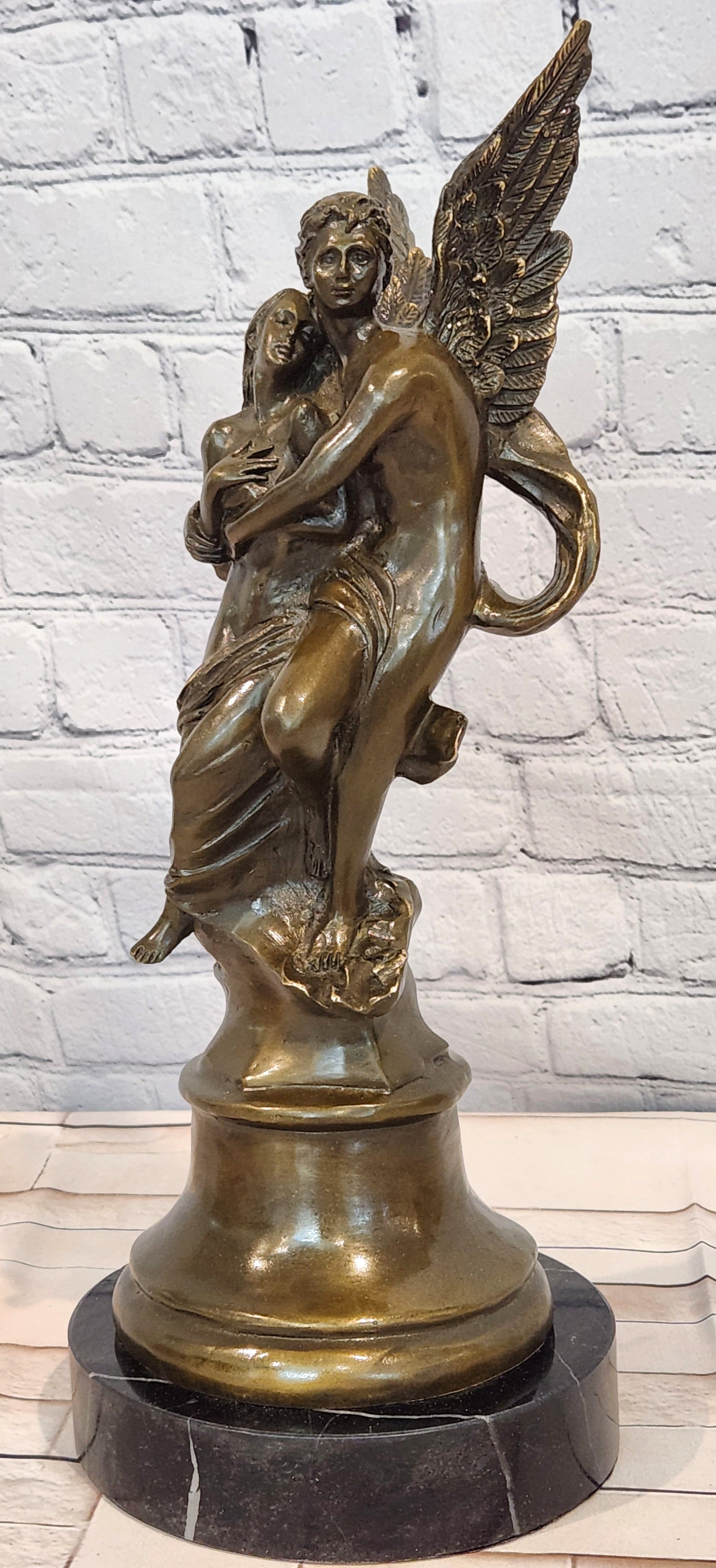 Eros & Psyche Romantic Lovers Angel Bronze Statue Sculpture Figure Decor