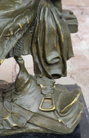 Bronze Cowgirl Sculpture – Western Lady on Fence Statue