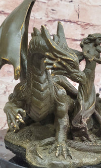 Bronze Dragon and Archer Fantasy Medieval Sculpture