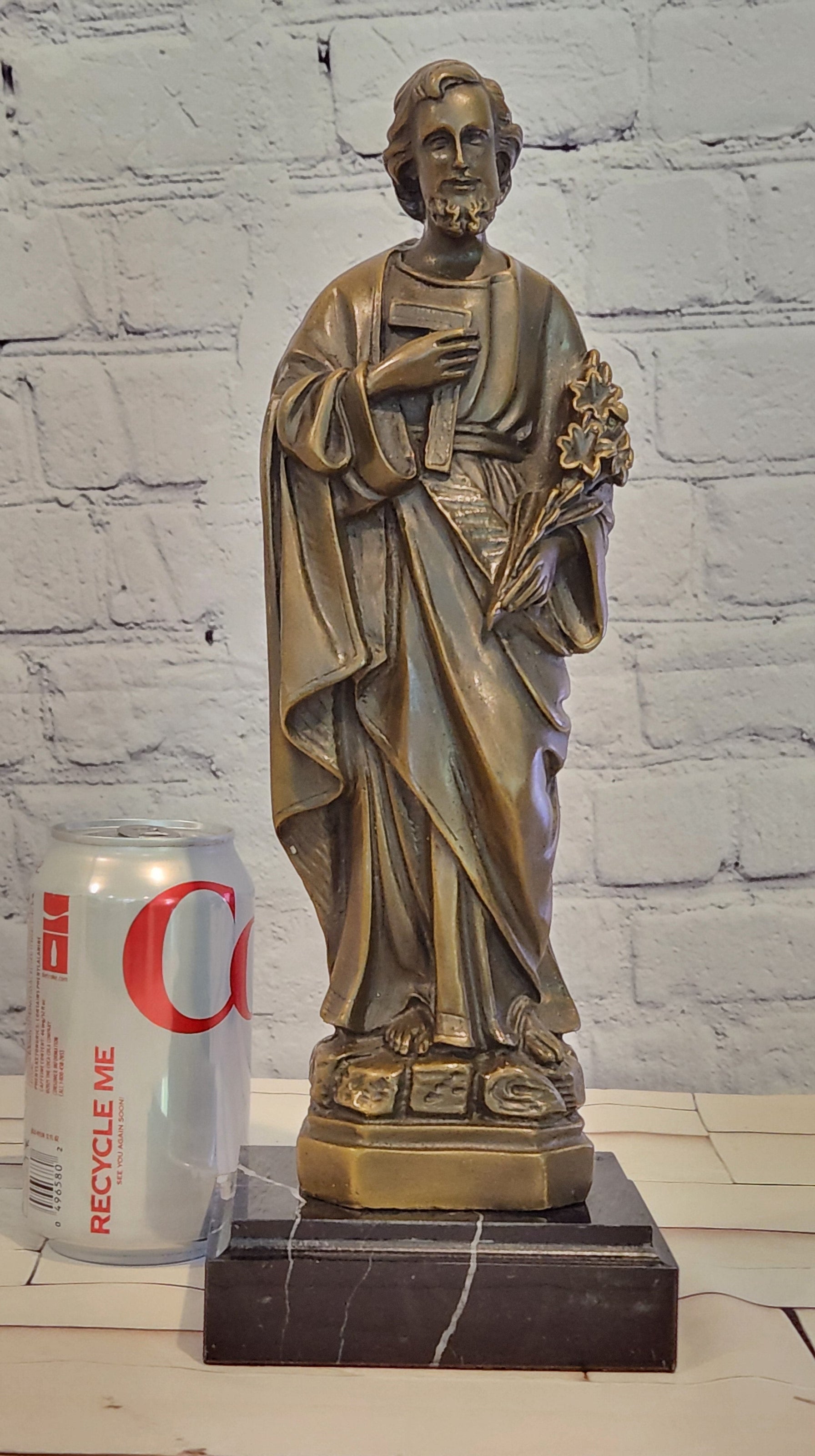 Hand Made Original Valli Saint Joseph Catholic Religious Bronze Sculpture Artwork