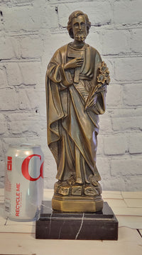 Hand Made Original Valli Saint Joseph Catholic Religious Bronze Sculpture Artwork