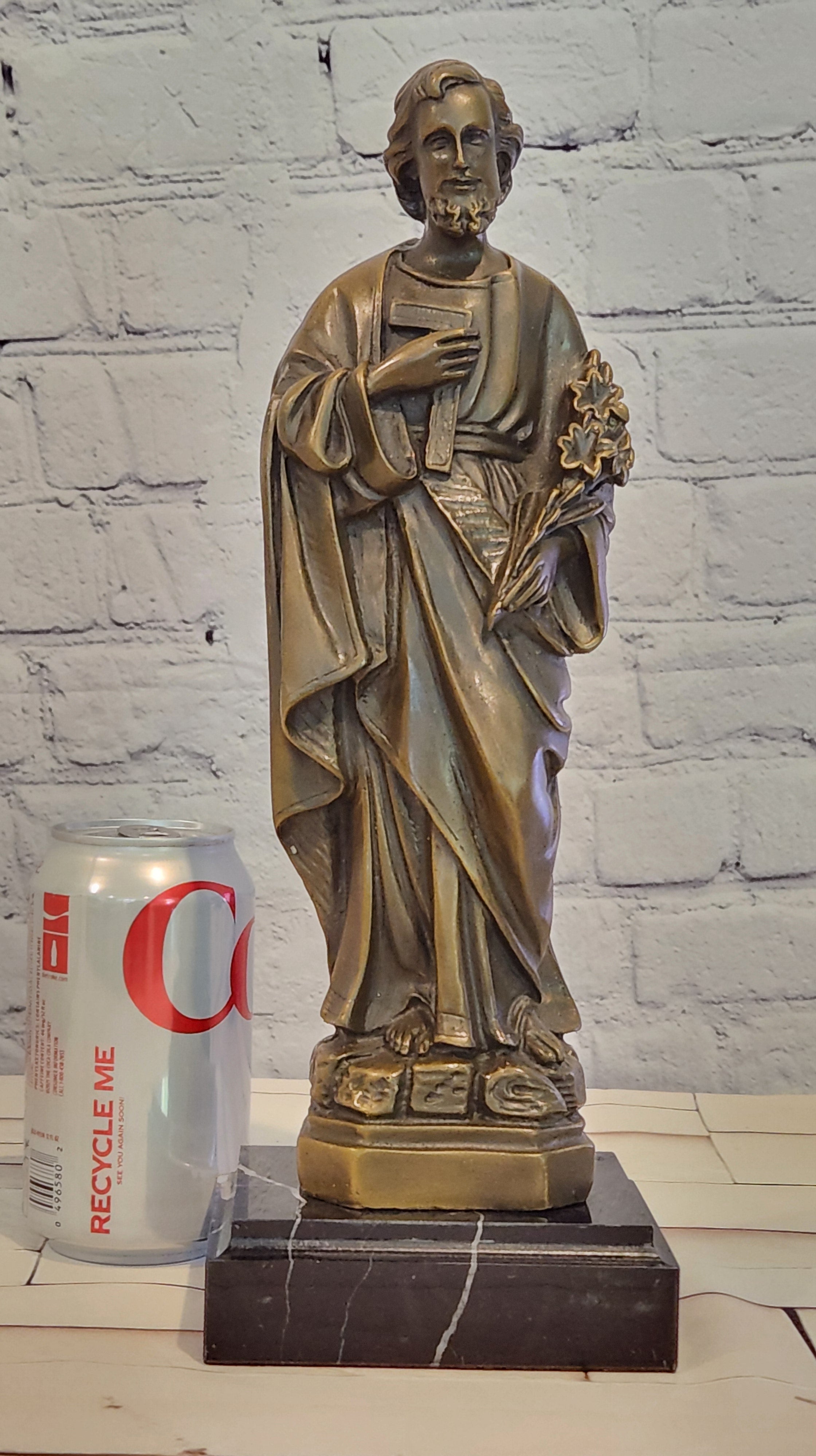 Hand Made Original Valli Saint Joseph Catholic Religious Bronze Sculpture Artwork
