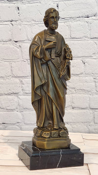 Hand Made Original Valli Saint Joseph Catholic Religious Bronze Sculpture Artwork