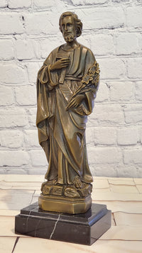 Hand Made Original Valli Saint Joseph Catholic Religious Bronze Sculpture Artwork