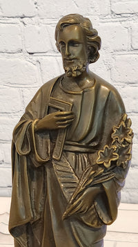 Hand Made Original Valli Saint Joseph Catholic Religious Bronze Sculpture Artwork