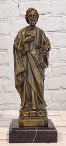 Hand Made Original Valli Saint Joseph Catholic Religious Bronze Sculpture Artwork