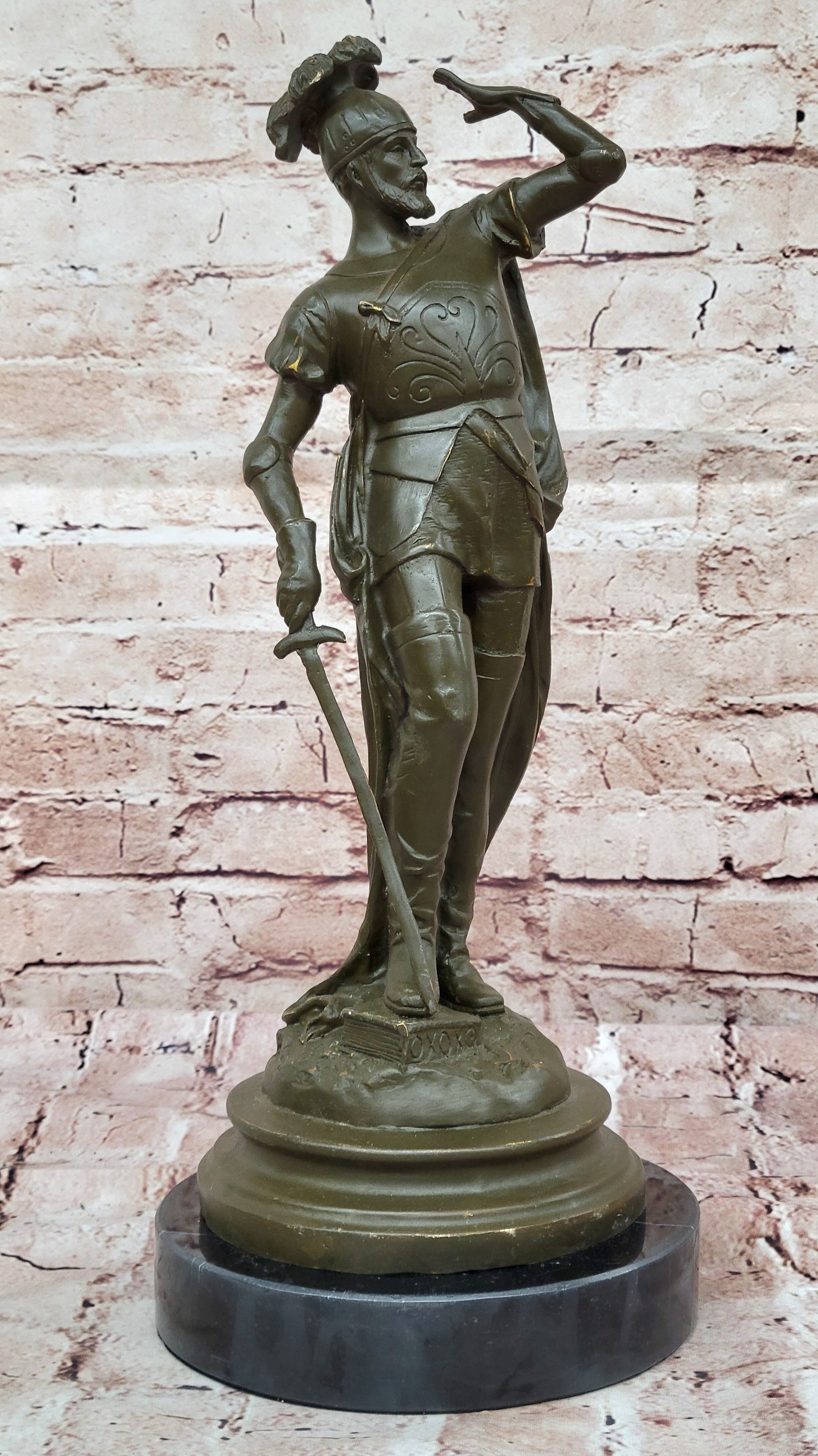 Spanish Conquistador Bronze Sculpture with Sword