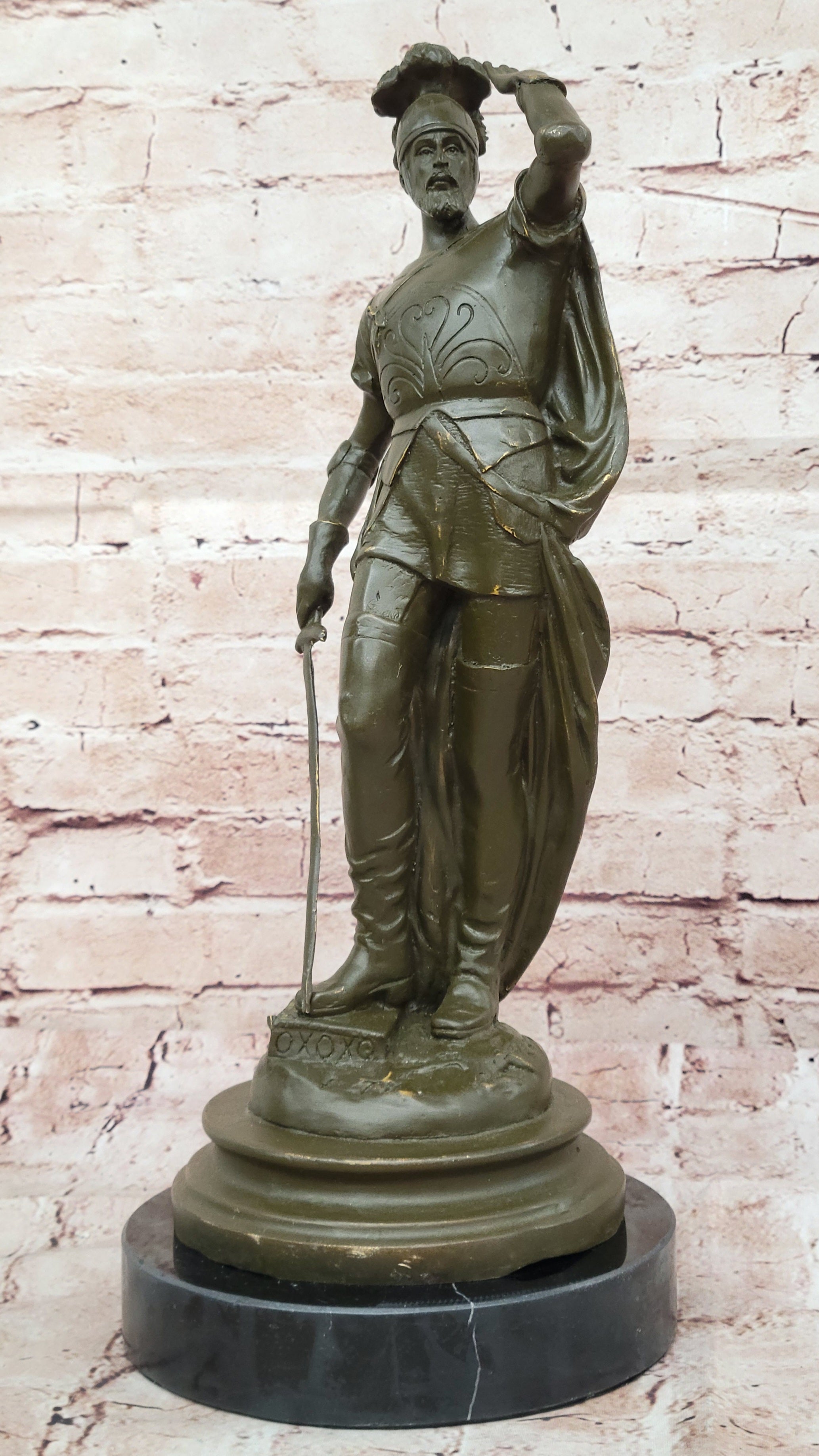 Spanish Conquistador Bronze Sculpture with Sword