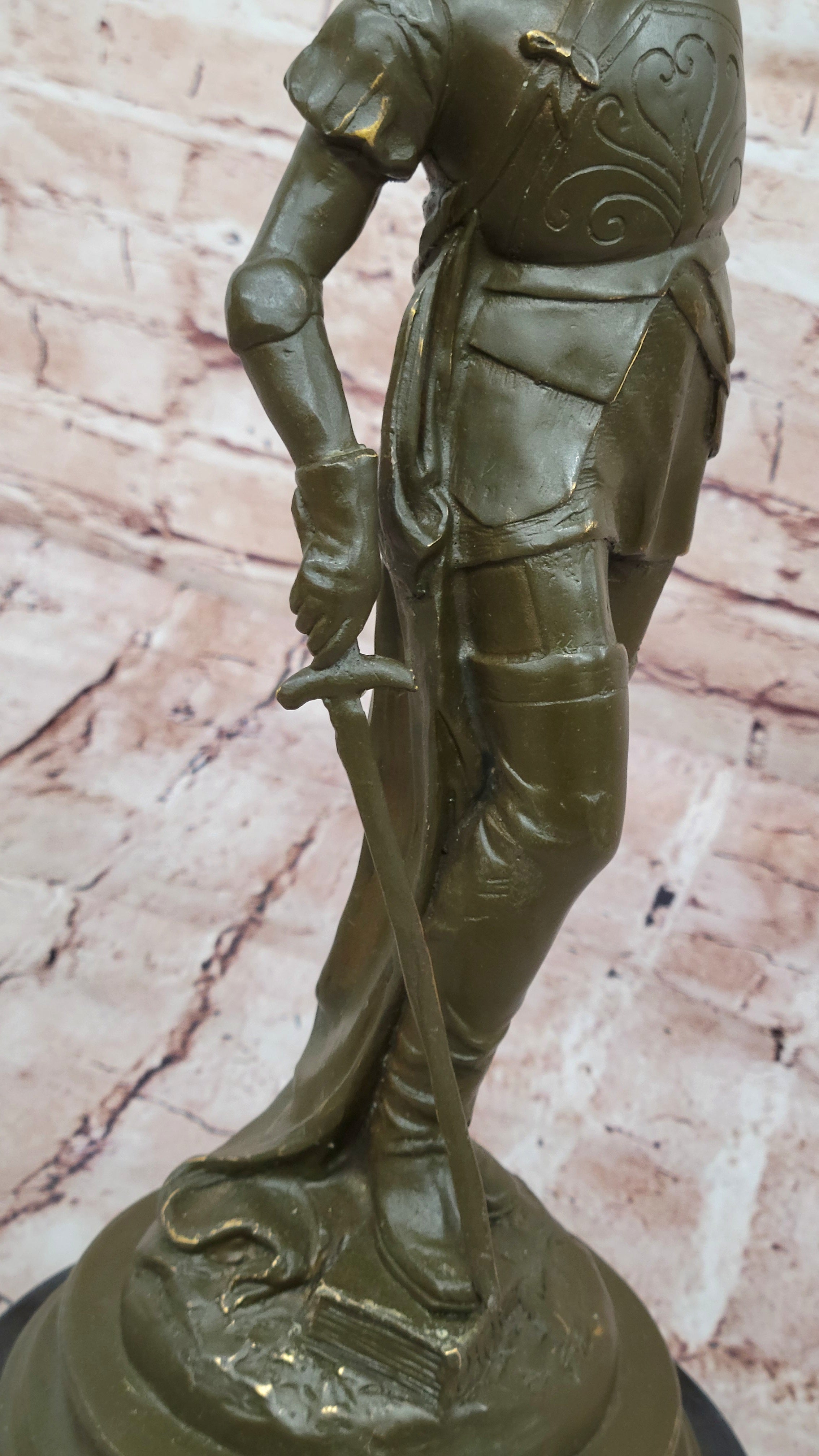 Spanish Conquistador Bronze Sculpture with Sword