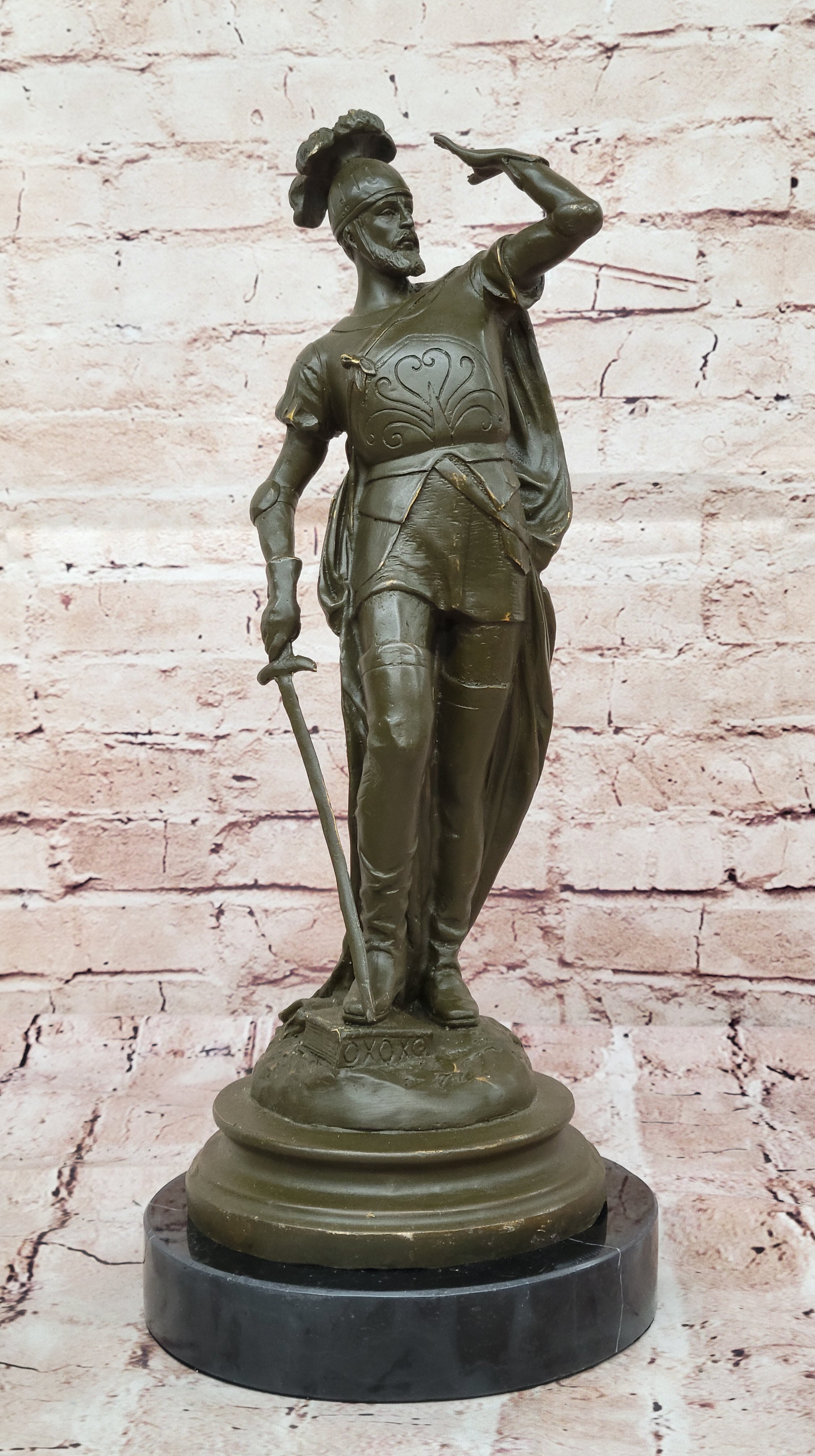 Spanish Conquistador Bronze Sculpture with Sword