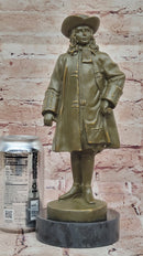 Bronze Historical Figure William Penn with Hat on Marble Base