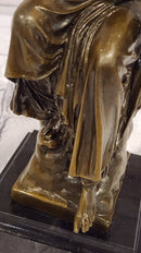 Bronze Goddess of Victory Statue Winged Angel with Laurel Wreath Decor Signed Hudon