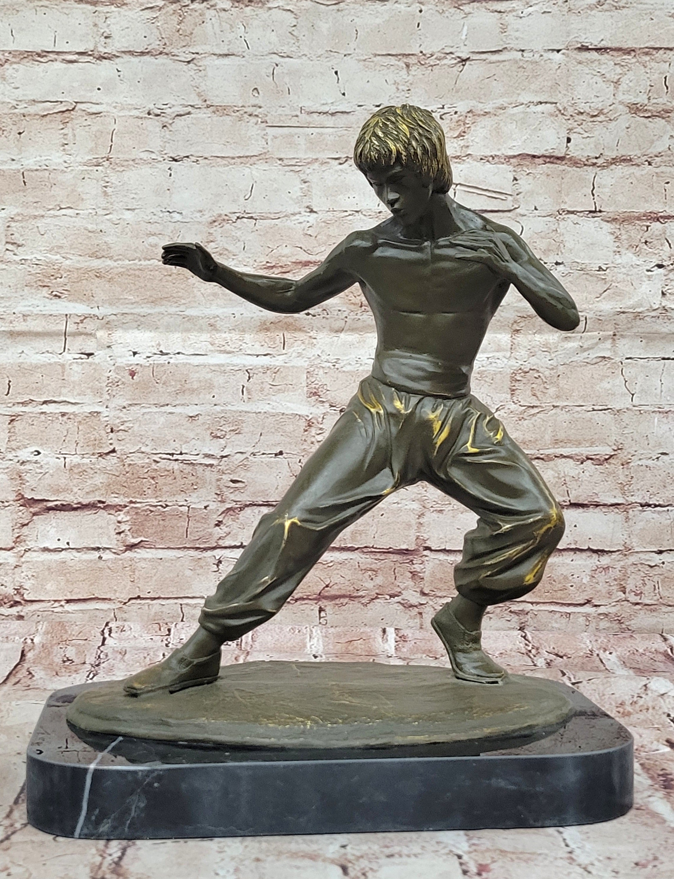 Bruce Lee Martial Arts Bronze Sculpture by J. Mavchi