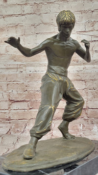 Bruce Lee Martial Arts Bronze Sculpture by J. Mavchi