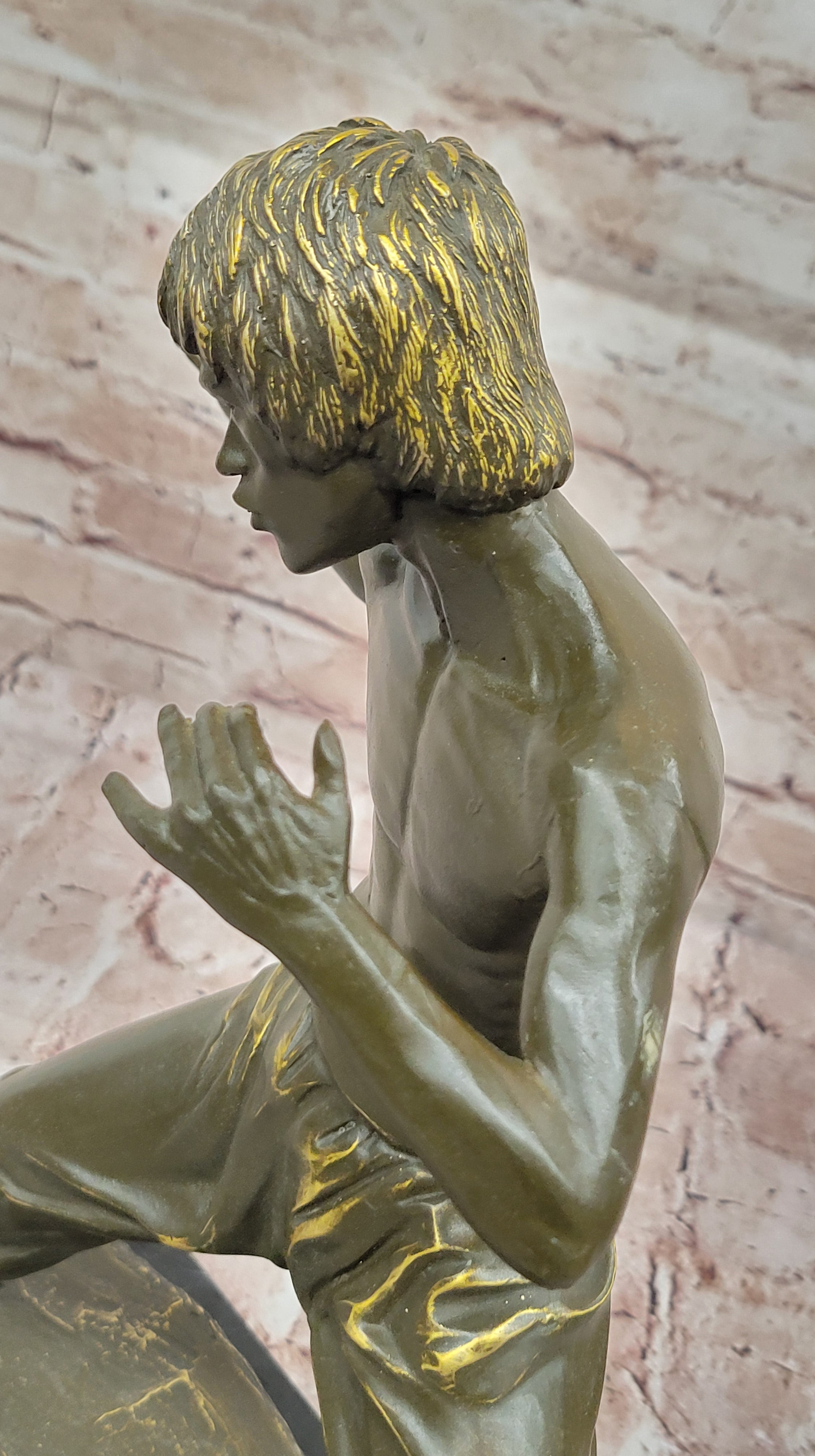 Bruce Lee Martial Arts Bronze Sculpture by J. Mavchi