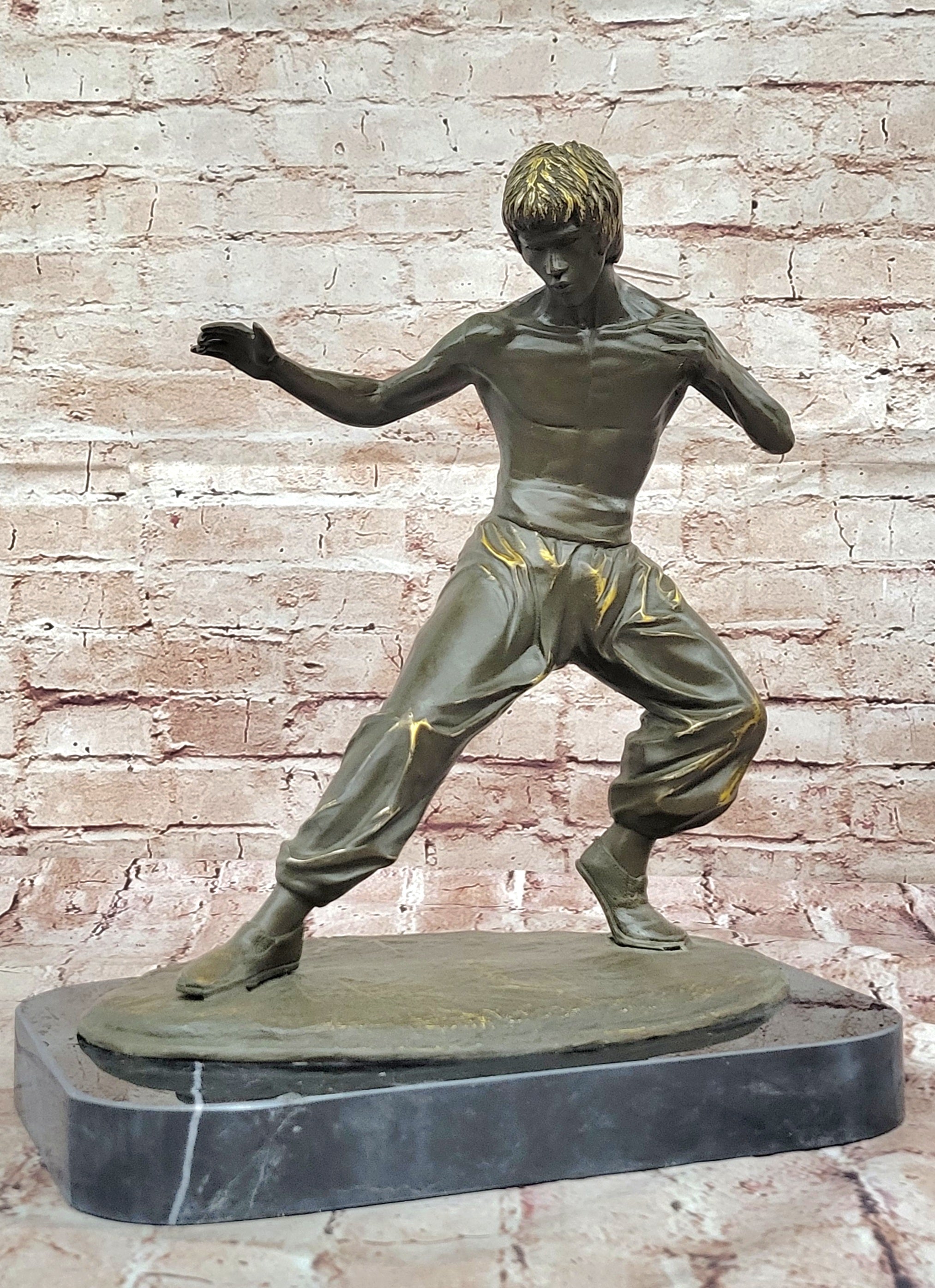 Bruce Lee Martial Arts Bronze Sculpture by J. Mavchi