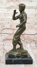 Bruce Lee Bronze Martial Artist Sculpture on Marble Base