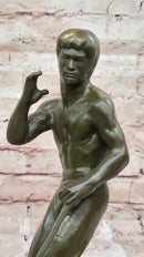 Bruce Lee Bronze Martial Artist Sculpture on Marble Base