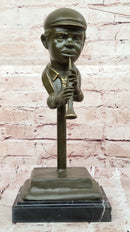 Clarinet Player Bronze Sculpture – Jazz Musician on Marble Base