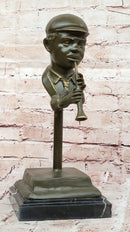 Clarinet Player Bronze Sculpture – Jazz Musician on Marble Base