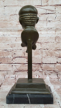 Clarinet Player Bronze Sculpture – Jazz Musician on Marble Base