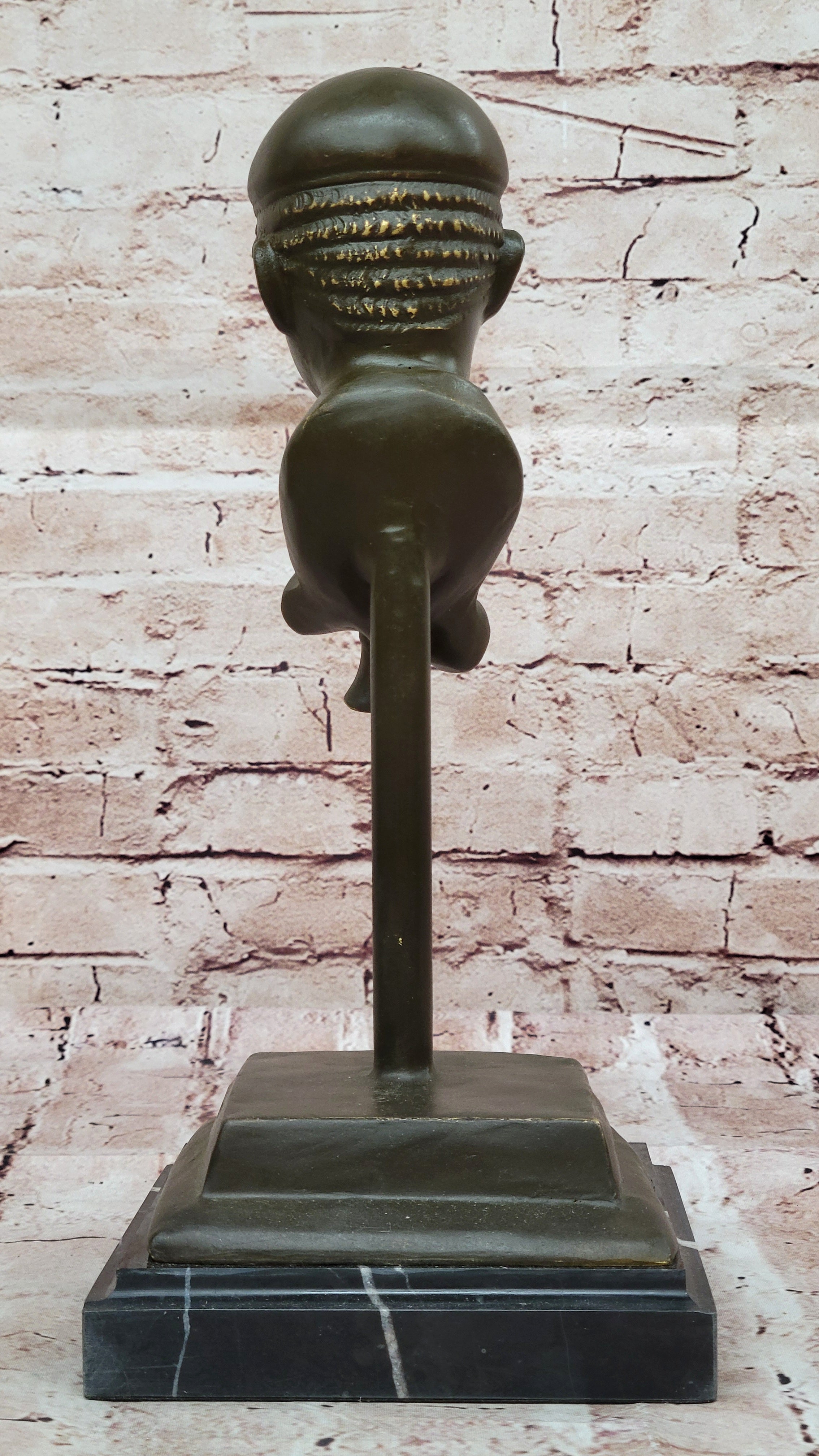 Clarinet Player Bronze Sculpture – Jazz Musician on Marble Base