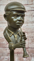 Clarinet Player Bronze Sculpture – Jazz Musician on Marble Base