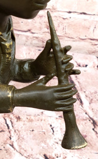 Clarinet Player Bronze Sculpture – Jazz Musician on Marble Base