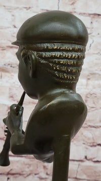 Clarinet Player Bronze Sculpture – Jazz Musician on Marble Base