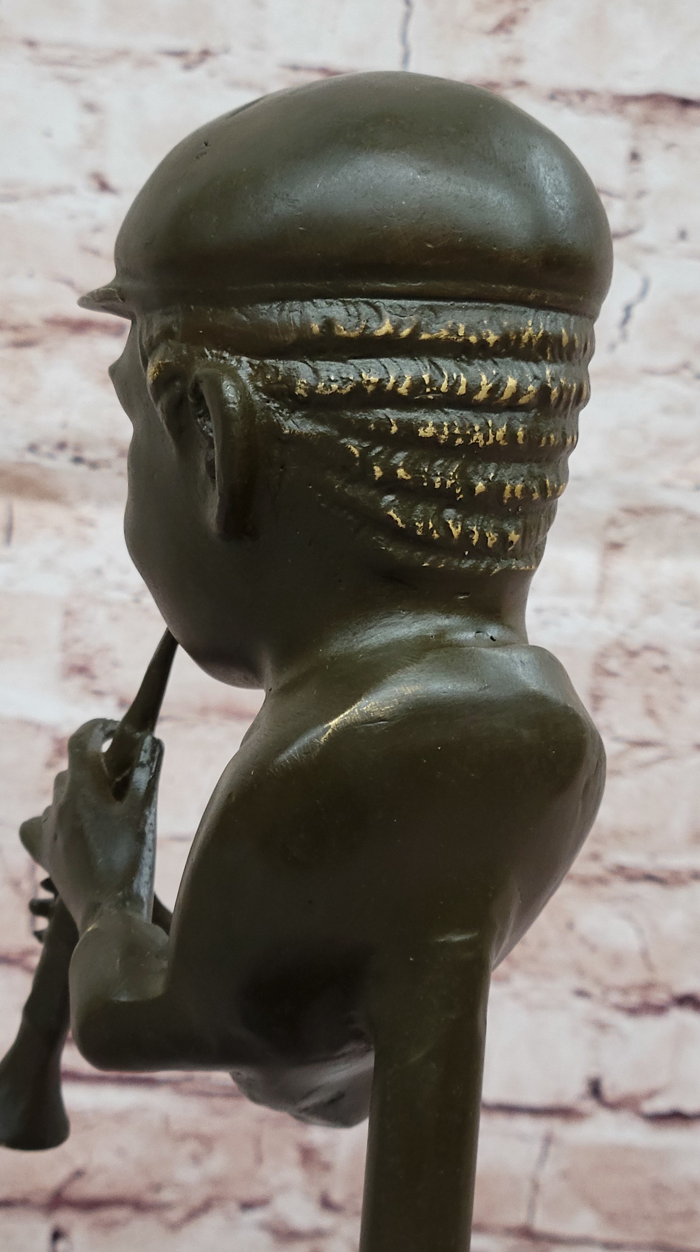 Clarinet Player Bronze Sculpture – Jazz Musician on Marble Base