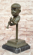 Clarinet Player Bronze Sculpture – Jazz Musician on Marble Base
