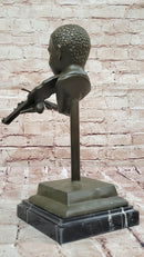 Bronze Boy Playing Violin – Musical Bust on Marble Base