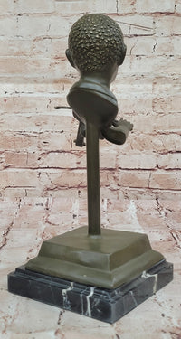 Bronze Boy Playing Violin – Musical Bust on Marble Base