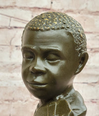 Bronze Boy Playing Violin – Musical Bust on Marble Base