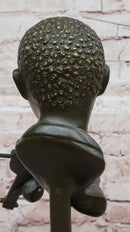 Bronze Boy Playing Violin – Musical Bust on Marble Base