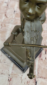 Bronze Boy Playing Violin – Musical Bust on Marble Base