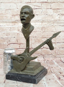 Electric Guitar Player Bronze Sculpture on Marble Base