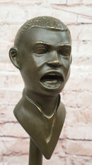 Electric Guitar Player Bronze Sculpture on Marble Base