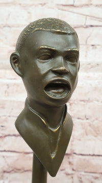 Electric Guitar Player Bronze Sculpture on Marble Base