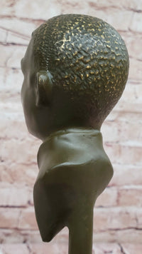 Electric Guitar Player Bronze Sculpture on Marble Base