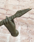 Electric Guitar Player Bronze Sculpture on Marble Base