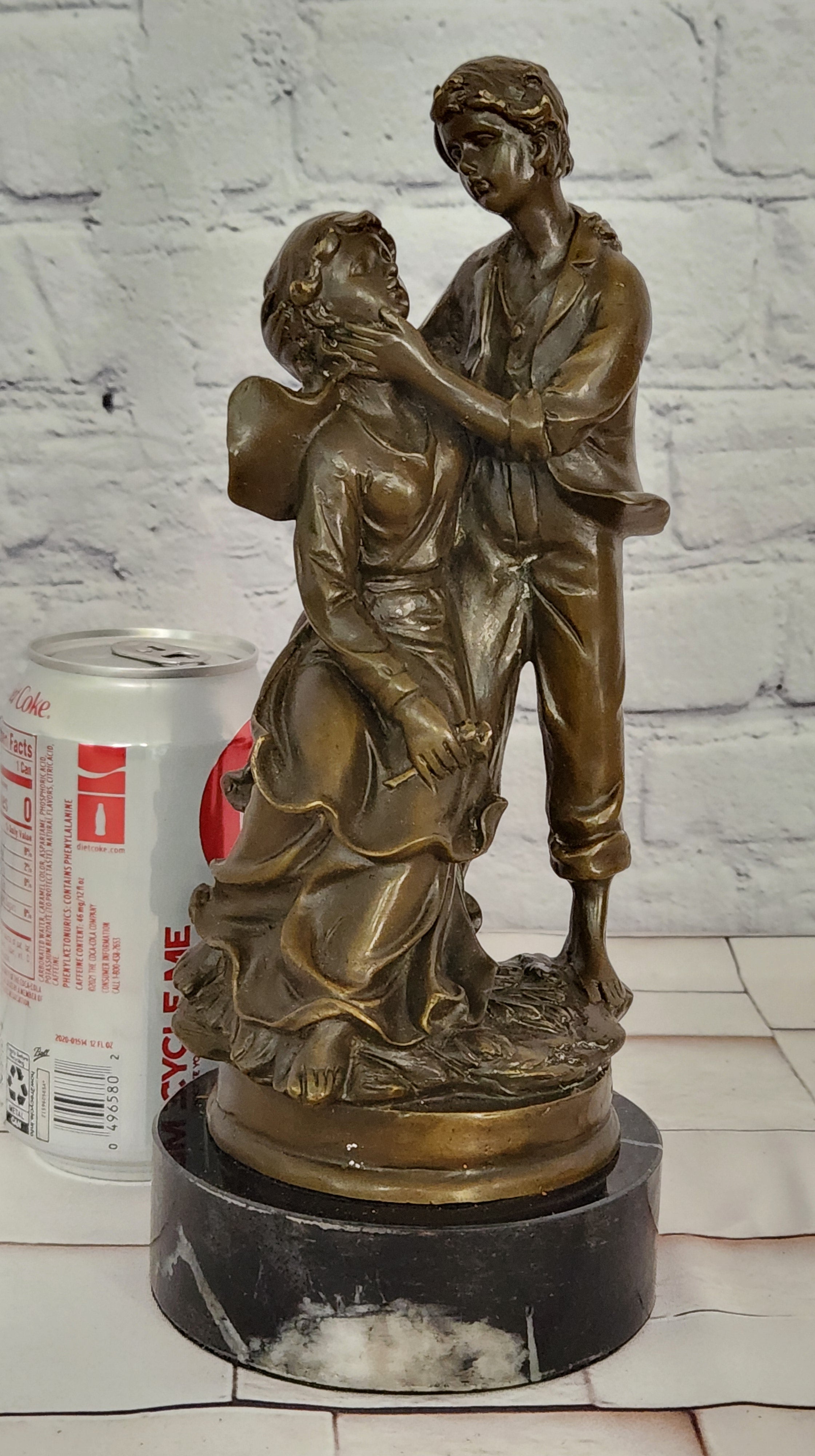Art Nouveau Gallant Couple by Cesaro Genuine detailed Bronze Sculpture Statue