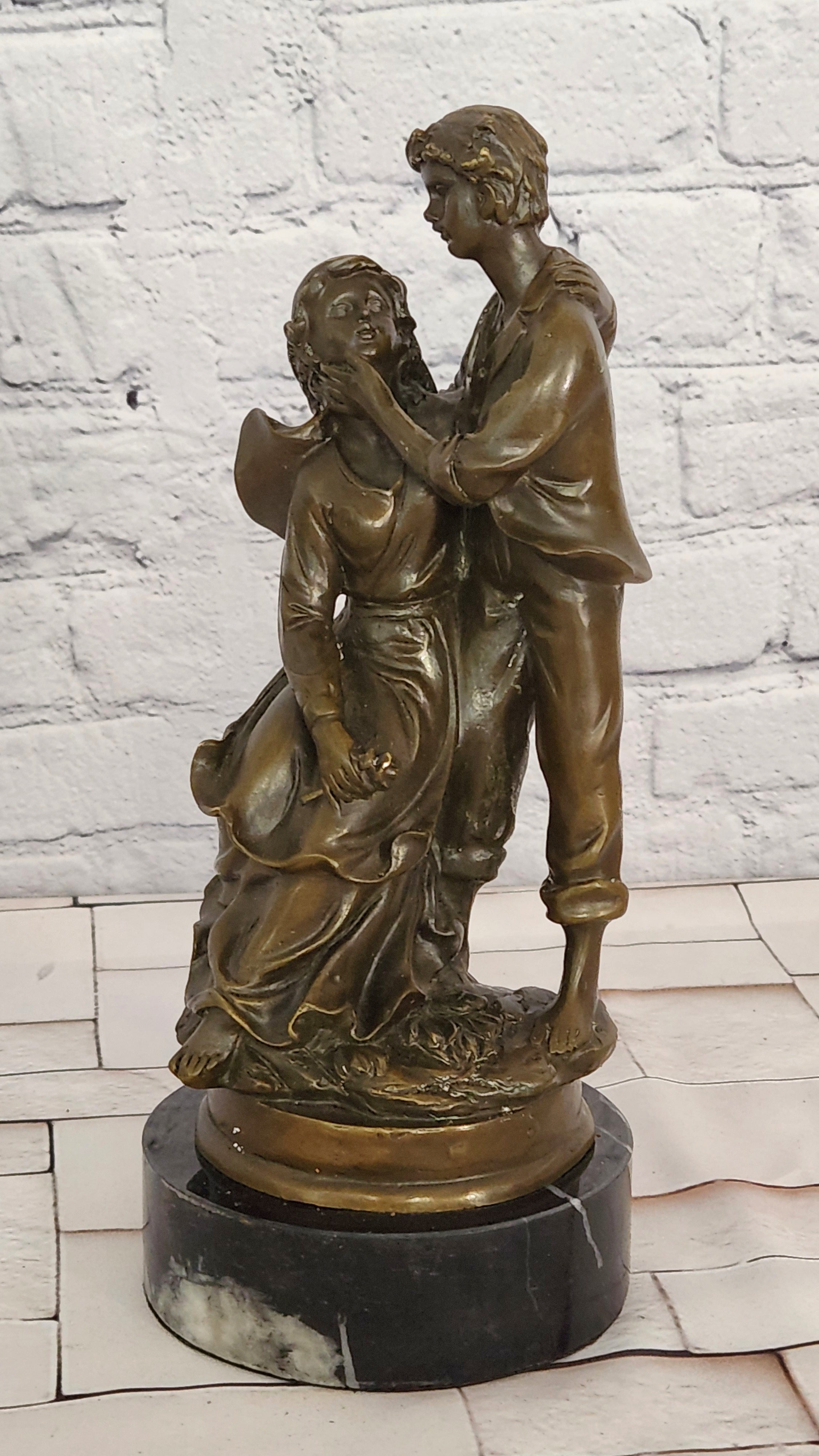 Art Nouveau Gallant Couple by Cesaro Genuine detailed Bronze Sculpture Statue