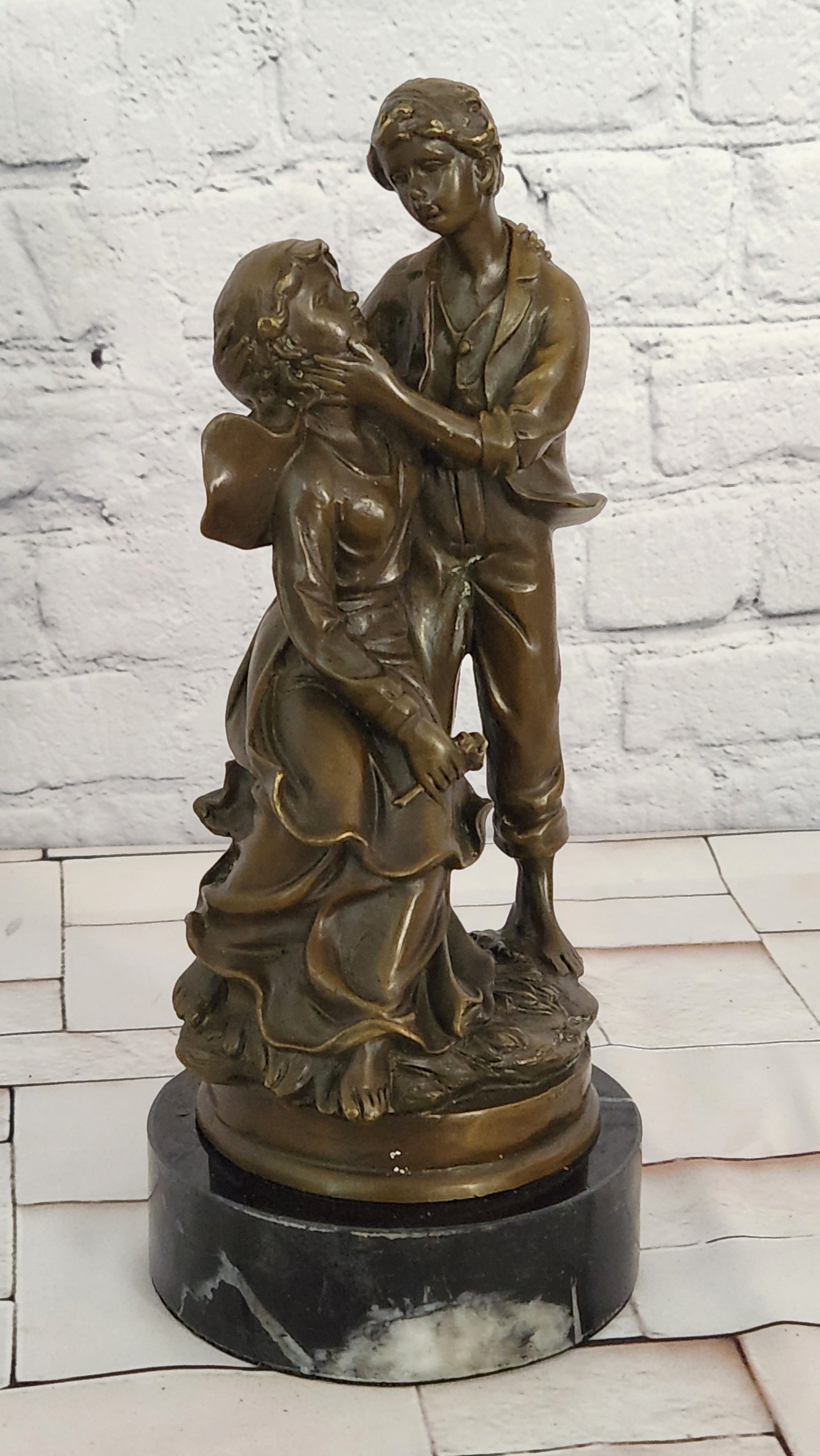 Art Nouveau Gallant Couple by Cesaro Genuine detailed Bronze Sculpture Statue